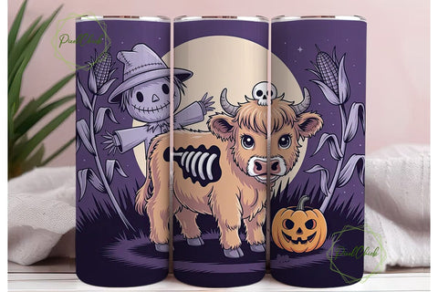 Spooky Kawaii Cow 20oz Tumbler Wrap Sublimation PixelChick 