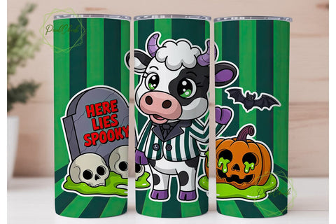 Spooky Kawaii Cow 20oz Tumbler Wrap Sublimation PixelChick 
