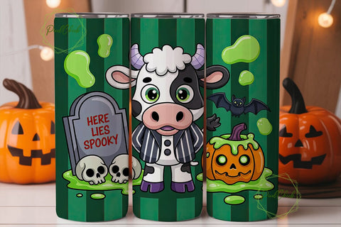 Spooky Kawaii Cow 20oz Tumbler Wrap Sublimation PixelChick 