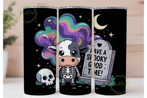 Spooky Kawaii Cow 20oz Tumbler Wrap Sublimation PixelChick 