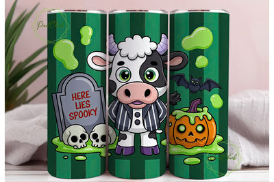 Spooky Kawaii Cow 20oz Tumbler Wrap Sublimation PixelChick 