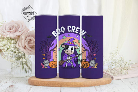 Spooky Kawaii Cow 20oz Tumbler Wrap Sublimation sassyprint 