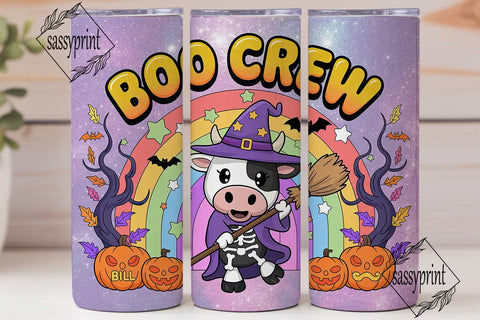 Spooky Kawaii Cow 20oz Tumbler Wrap Sublimation sassyprint 