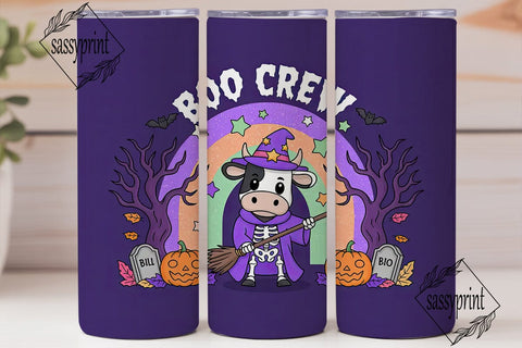 Spooky Kawaii Cow 20oz Tumbler Wrap Sublimation sassyprint 