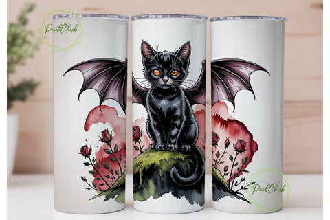 Spooky Kitten 20oz Tumbler Wrap Sublimation PixelChick 