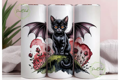 Spooky Kitten 20oz Tumbler Wrap Sublimation PixelChick 