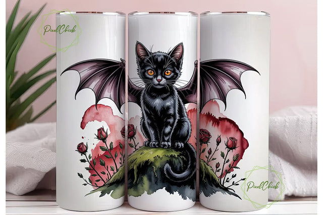 Spooky Kitten 20oz Tumbler Wrap Sublimation PixelChick 