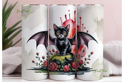 Spooky Kitten 20oz Tumbler Wrap Sublimation PixelChick 
