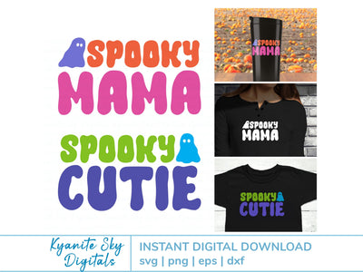 Spooky Mama Cutie SVG Halloween retro style mom and child SVG Kyanite Sky Digitals 