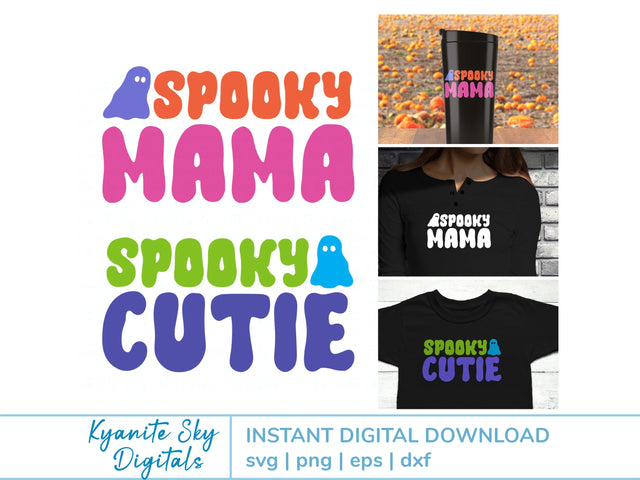 Spooky Mama Cutie SVG Halloween retro style mom and child SVG Kyanite Sky Digitals 