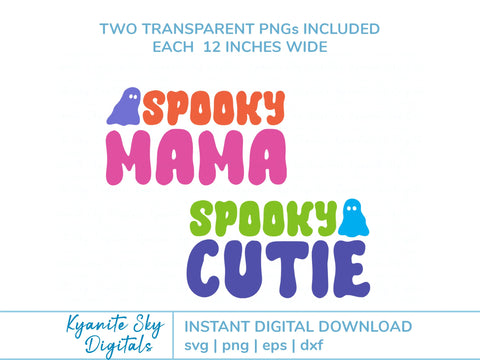 Spooky Mama Cutie SVG Halloween retro style mom and child SVG Kyanite Sky Digitals 
