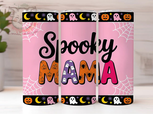 Spooky Mama Ghost Halloween Mom Tumbler, Halloween Tumbler, Mom Life Cup, Ghost Wrap, Fall Design, Sublimation Tumbler, 20Oz Cup Sublimation Lara' s Designs 