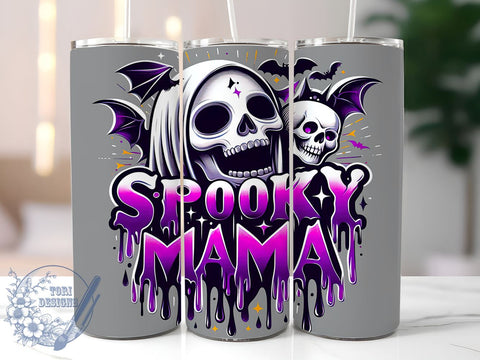 Spooky Mama Halloween 20oz Skinny Tumbler, Spooky Season Tumbler Png, Straight & Tapered Tumbler Wrap, Instant Digital Download Sublimation ToriDesigns 