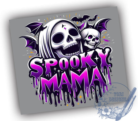 Spooky Mama Halloween 20oz Skinny Tumbler, Spooky Season Tumbler Png, Straight & Tapered Tumbler Wrap, Instant Digital Download Sublimation ToriDesigns 