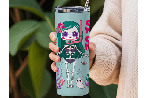 Spooky Mermaid 20oz Tumbler Wrap Sublimation DesignSVG 