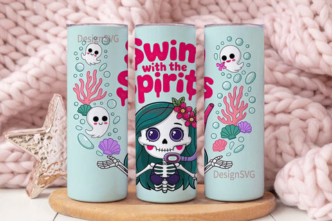 Spooky Mermaid 20oz Tumbler Wrap Sublimation DesignSVG 
