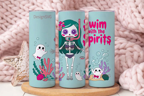 Spooky Mermaid 20oz Tumbler Wrap Sublimation DesignSVG 