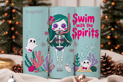 Spooky Mermaid 20oz Tumbler Wrap Sublimation DesignSVG 