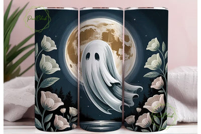 Spooky Moon Ghost 20oz Tumbler Wrap Sublimation PixelChick 