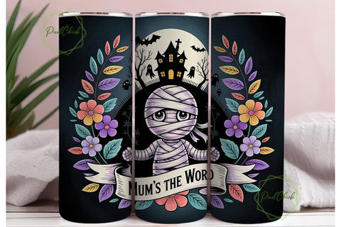 Spooky Mummy Halloween 20oz Tumbler Wrap Sublimation PixelChick 