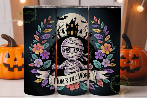 Spooky Mummy Halloween 20oz Tumbler Wrap Sublimation PixelChick 