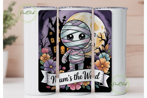 Spooky Mummy Halloween 20oz Tumbler Wrap Sublimation PixelChick 