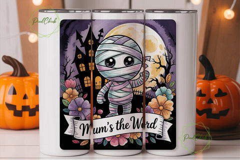 Spooky Mummy Halloween 20oz Tumbler Wrap Sublimation PixelChick 