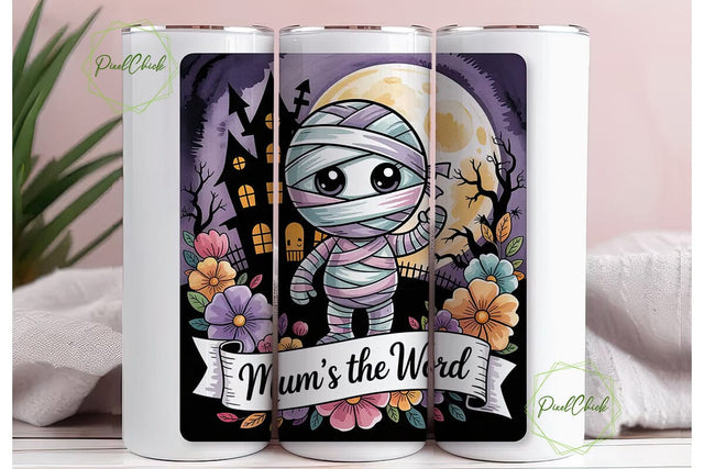 Spooky Mummy Halloween 20oz Tumbler Wrap Sublimation PixelChick 