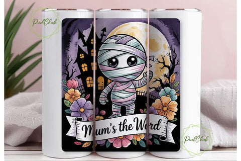 Spooky Mummy Halloween 20oz Tumbler Wrap Sublimation PixelChick 