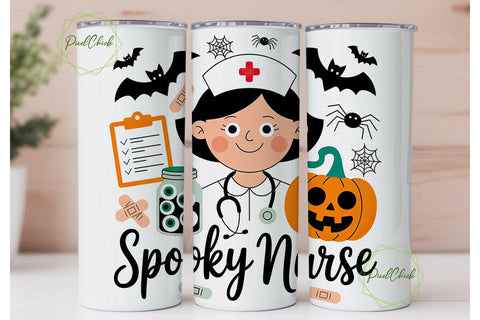 Spooky Nurse 20oz Tumbler Wrap Sublimation PixelChick 