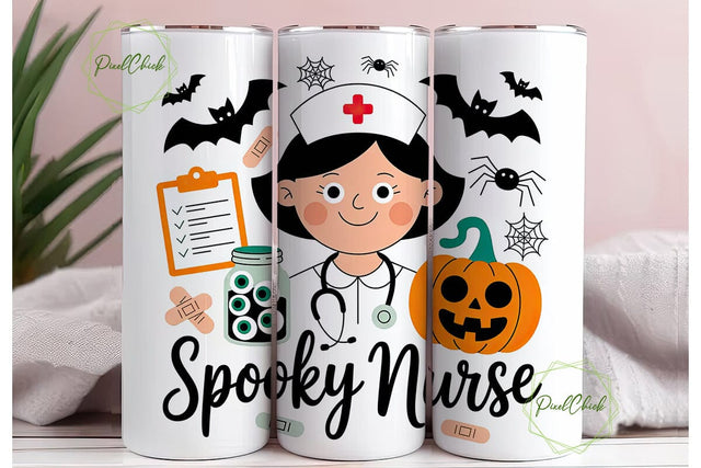 Spooky Nurse 20oz Tumbler Wrap Sublimation PixelChick 