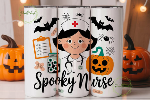 Spooky Nurse 20oz Tumbler Wrap Sublimation PixelChick 
