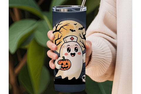 Spooky Nurse Ghost 20oz Tumbler Wrap Sublimation DesignSVG 