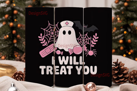 Spooky Nurse Ghost 20oz Tumbler Wrap Sublimation DesignSVG 