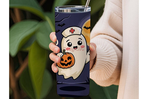 Spooky Nurse Ghost 20oz Tumbler Wrap Sublimation DesignSVG 