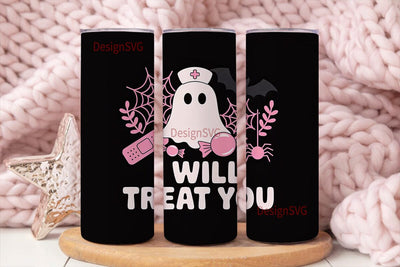 Spooky Nurse Ghost 20oz Tumbler Wrap Sublimation DesignSVG 