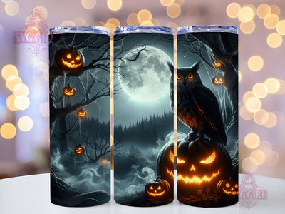 Spooky Owl 20oz Tumbler Wrap Sublimation Design, Straight Tapered Tumbler Wrap, Halloween Owl Tumbler Png, Instant Digital Download Sublimation SvggirlplusArt 