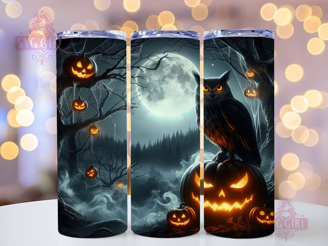 Spooky Owl 20oz Tumbler Wrap Sublimation Design, Straight Tapered Tumbler Wrap, Halloween Owl Tumbler Png, Instant Digital Download Sublimation SvggirlplusArt 