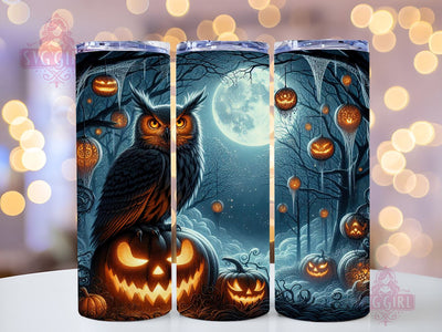 Spooky Owl 20oz Tumbler Wrap Sublimation Design, Straight Tapered Tumbler Wrap, Halloween Owl Tumbler Png, Instant Digital Download Sublimation SvggirlplusArt 