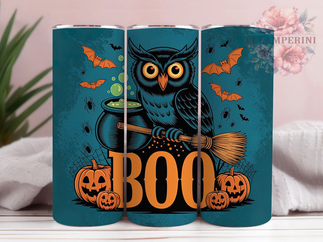 Spooky Owl Boo Pumpkin Halloween Tumbler, Boo Pumpkin Cup, Spooky Owl Wrap, 20Oz Sublimation Design, Autumn Owl Drinkware, Cute Halloween Tumbler, Rustic Fall Mug Sublimation Li Zamperini 