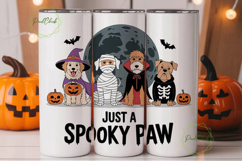 Spooky Paw Dog 20oz Tumbler Wrap Sublimation PixelChick 