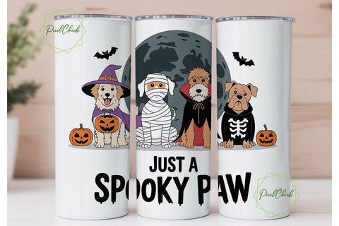 Spooky Paw Dog 20oz Tumbler Wrap Sublimation PixelChick 