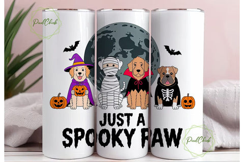 Spooky Paw Dog 20oz Tumbler Wrap Sublimation PixelChick 