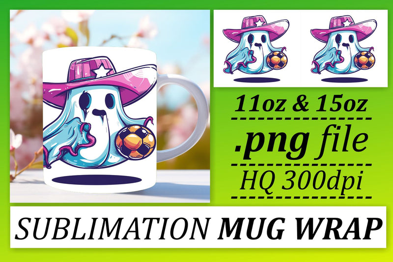 Spooky Pink Ghost Mug Wrap for Halloween 11oz 15oz Sublimation Sublimation afrosvg 