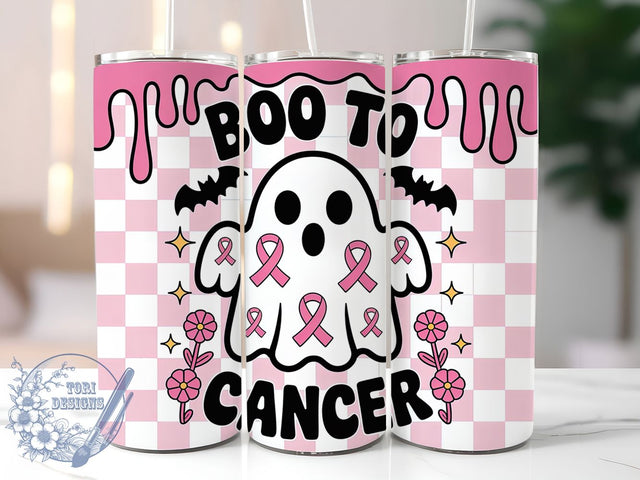 Spooky Pink Ribbon Ghost 20oz Tumbler, Pink Ribbon, Ghost Halloween, 3D Tumbler, Sublimation Wrap, 20Oz Tumbler, Spooky Support Sublimation ToriDesigns 