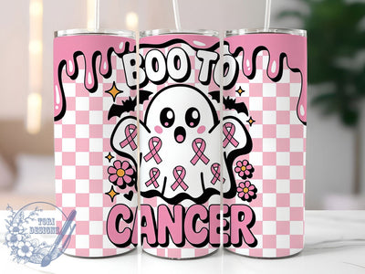 Spooky Pink Ribbon Ghost 20oz Tumbler, Pink Ribbon, Ghost Halloween, 3D Tumbler, Sublimation Wrap, 20Oz Tumbler, Spooky Support Sublimation ToriDesigns 