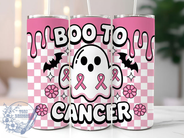 Spooky Pink Ribbon Ghost 20oz Tumbler, Pink Ribbon, Ghost Halloween, 3D Tumbler, Sublimation Wrap, 20Oz Tumbler, Spooky Support Sublimation ToriDesigns 