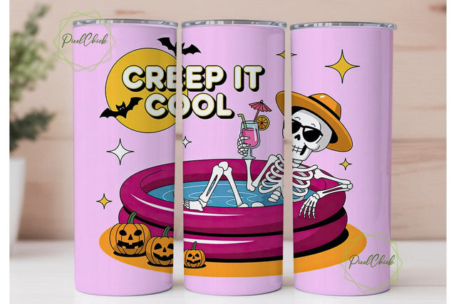 Spooky Pool Party 20oz Tumbler Wrap Sublimation PixelChick 