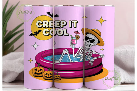 Spooky Pool Party 20oz Tumbler Wrap Sublimation PixelChick 
