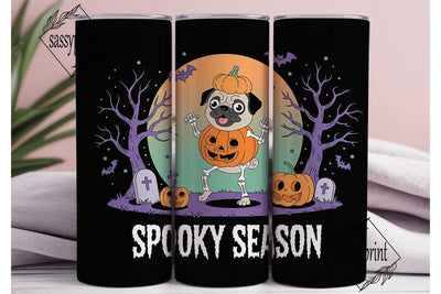 Spooky Pug Halloween 20oz Tumbler Wrap Sublimation sassyprint 